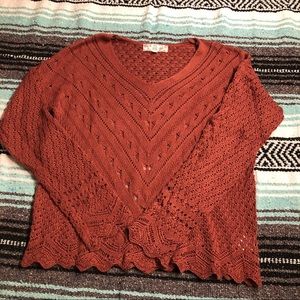 Pink Rose Crochet Sweater in coral